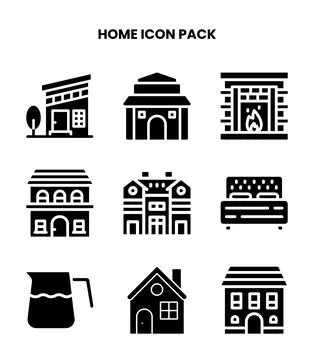 Home Glyph Vector Icons Pack Stock Illustration