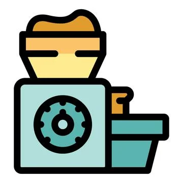 Home grinder processing coffee beans with timer and container, Stock Illustration