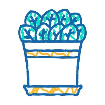 Home growing spinach icon doodle illustration Stock Illustration