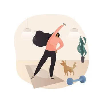Home gymnastics abstract concept vector illustration. Stock Illustration