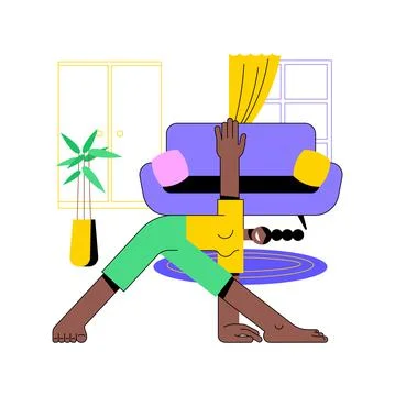 Home gymnastics abstract concept vector illustration. Stock Illustration