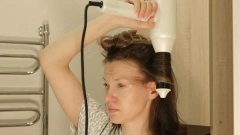 Home Hair Styling Tutorial for Creating Beautiful Curls With an Easy Technique Stock Footage 310630924