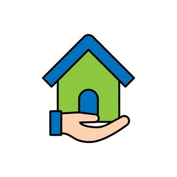 Home with Hand Logo icon vector design illustration. Home with Hand Logo icon Ilustración de archivo