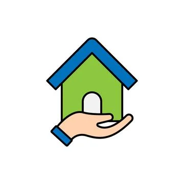 Home with Hand Logo icon vector design illustration. Home with Hand Logo icon Stock Illustration