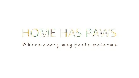 HOME HAS PAWS isolated typography mask on white with gentle gray contour shadow Stock Illustration