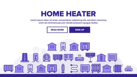 Home Heater Landing Header Vector 스톡 일러스트