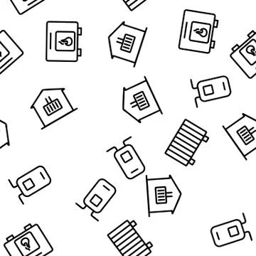 Home Heater Vector Seamless Pattern Stock Illustration