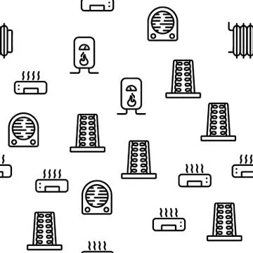 Home Heater Vector Seamless Pattern Stock Illustration