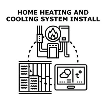 Home heating cooling system installation and service concept Stock Illustration