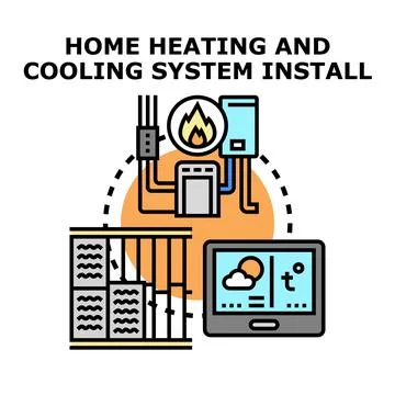 Home heating cooling system installation and service concept Stock Illustration
