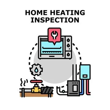 Home heating system inspection and repair servicing Stock Illustration