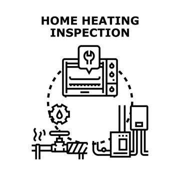Home heating system inspection and repair servicing Stock Illustration
