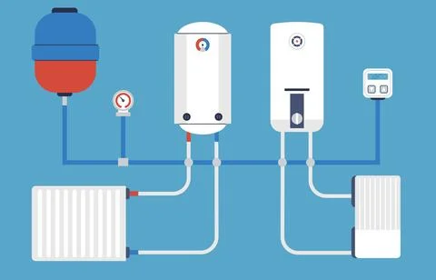 Home heating system. Smart energy saving house or apartments technologies Stock Illustration