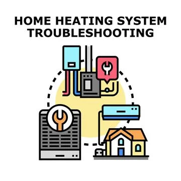 Home heating system troubleshooting and repair service Stock Illustration