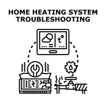 Home heating system troubleshooting and repair service Stock Illustration