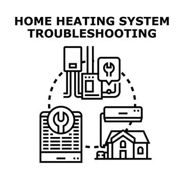 Home heating system troubleshooting and repair service Stock Illustration