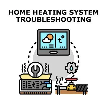 Home heating system troubleshooting and repair service Stock Illustration