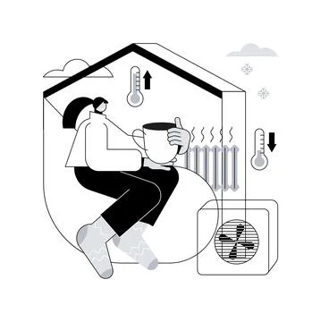 Home heating technologies abstract concept vector illustration. Stock Illustration