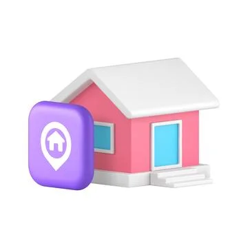 Home house location map pointer GPS search 3d icon realistic vector illustr.. Illustrazione stock