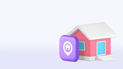 Home house location map pointer GPS search copy space banner template Illustrazione stock