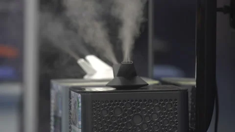 Home humidifiers in action Stock Footage 88680943