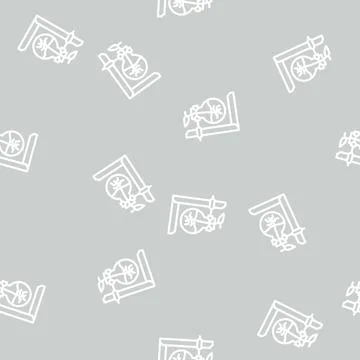 Home hydroponics line vector seamless pattern Stock Illustration