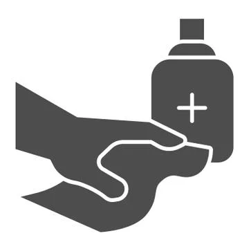 Home hygiene solid icon. Disinfection with antiseptic alcohol tissue glyph style Stock Illustration