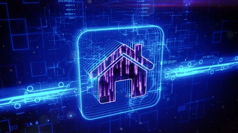 Home icon on abstract blue background Stock Footage 63462067