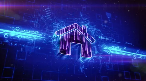 Home icon on abstract blue background Stock Footage 63462098