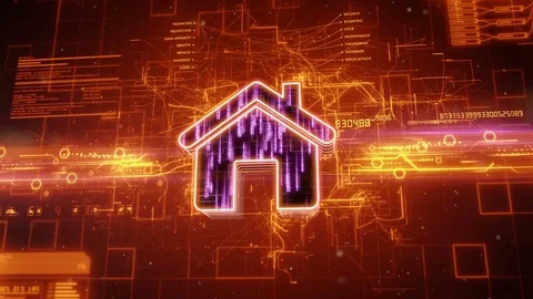Home icon on abstract orange background Stock Footage 72198322