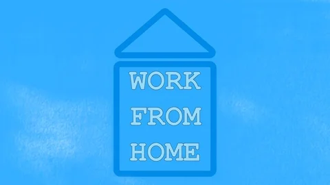 Home icon on a blue background with the words "Work from home" in sunlight. Stock Footage 127591265
