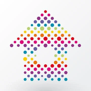 Home icon composed of colored dots Stock Illustration