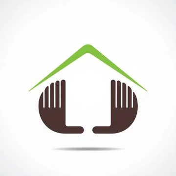 Home icon design with hand Stock Illustration