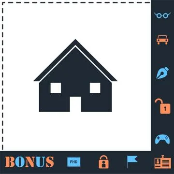 Home icon flat Stock Illustration