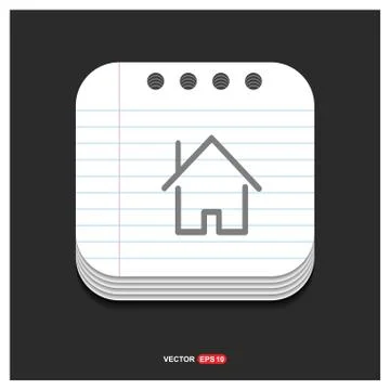 Home Icon Gray icon on Notepad Style template Vector EPS 10 Free Icon Illustrazione stock