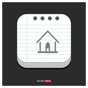 Home Icon Gray icon on Notepad Style template Vector EPS 10 Free Icon Illustrazione stock
