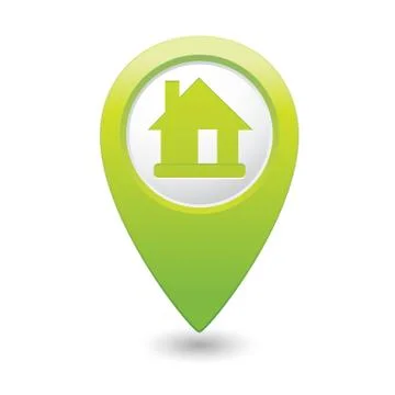Home icon green map pointer Stock Illustration