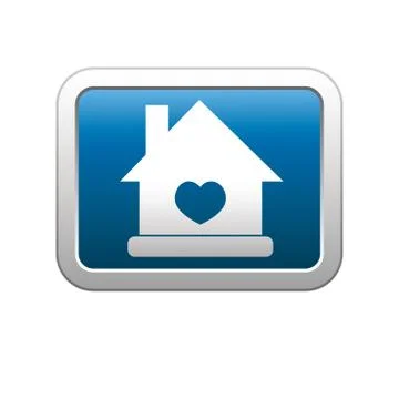 Home icon with heart on blue Stock Illustration