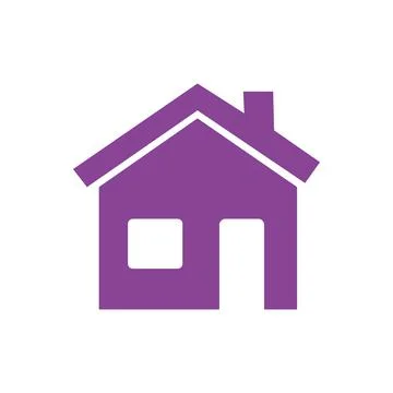 Home icon isolated on a white background. Purple house silhouette Stock Illustration