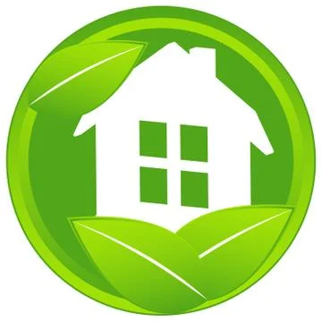 Home icon with leaf Ilustración de archivo