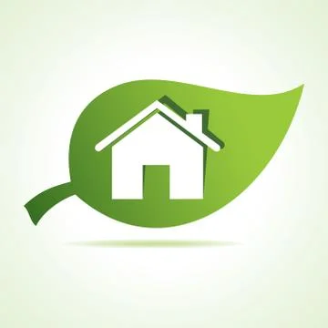 Home icon at leaf stock vector Stock Illustration