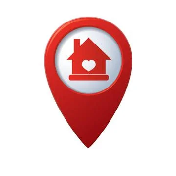 Home icon map pointer red Stock Illustration