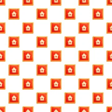 Home icon red button seamless pattern background Stock Illustration