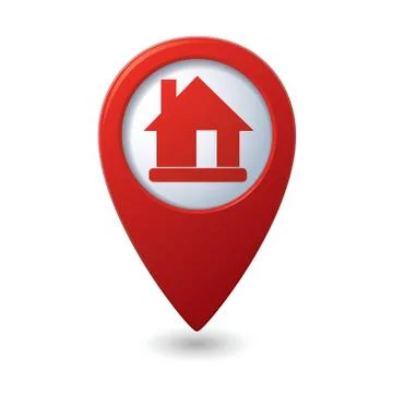 Home icon red map pointer Stock Illustration