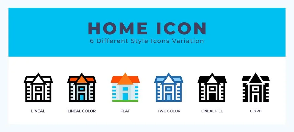 Home icon set with different styles. Design elements for logo. Vector illus.. Stock Illustration
