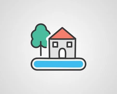 Home Icon in trendy flat style Ilustración de archivo