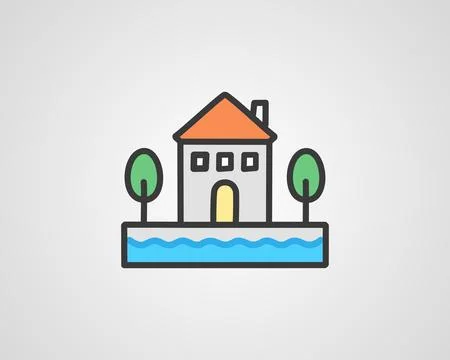 Home Icon in trendy flat style Ilustración de archivo