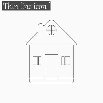 Home icon Vector Style thin line Stock Illustration