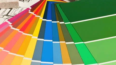 Home improvement and construction samples  swatches blue prints Stock Footage 20544763