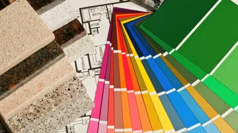 Home improvement and construction samples  swatches blue prints Vidéo 21309107